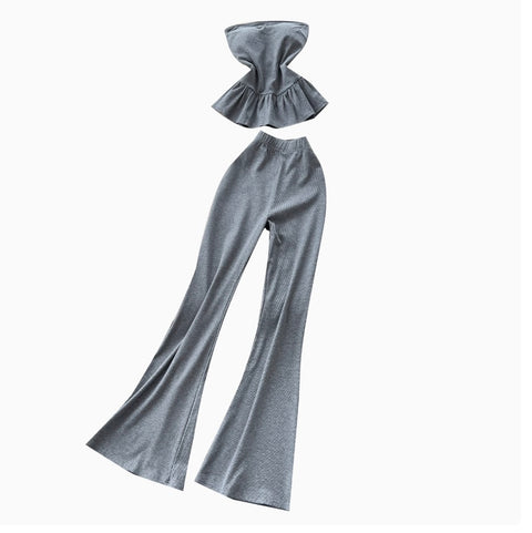 Ruffled Tank Top & Trousers Casual 2Pcs