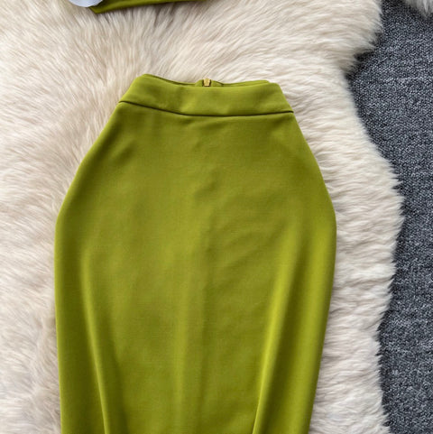 3d Flower Camisole & Skirt Green 2Pcs