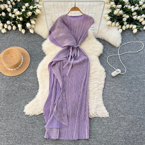 Asymmetric Irregular Design Glossy Dress