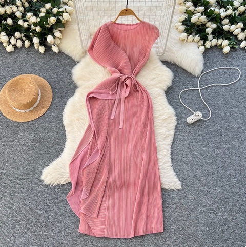 Asymmetric Irregular Design Glossy Dress