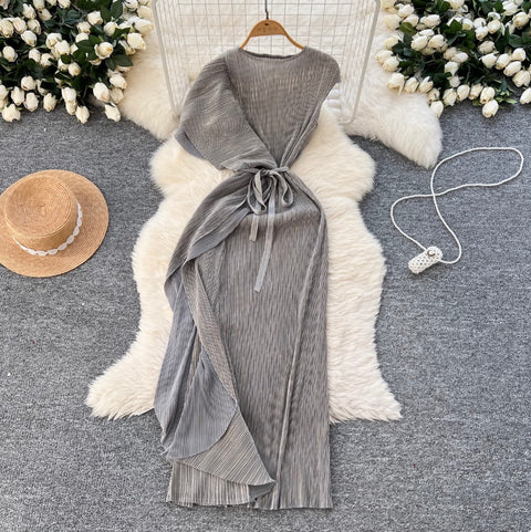 Asymmetric Irregular Design Glossy Dress