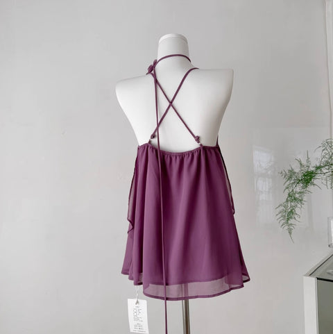Ruffled Slip Top with Choker