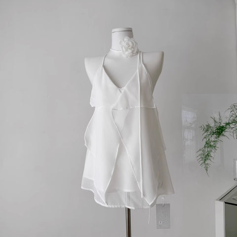 Ruffled Slip Top with Choker