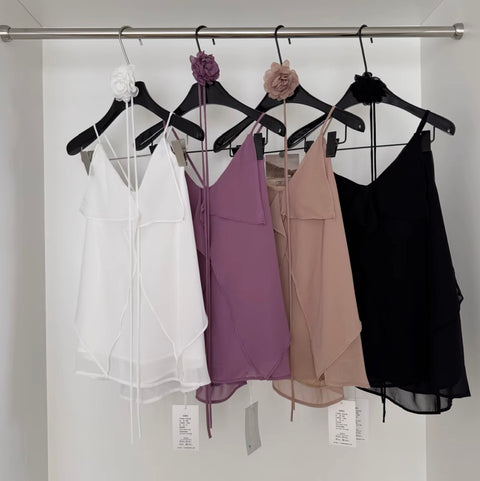 Ruffled Slip Top with Choker