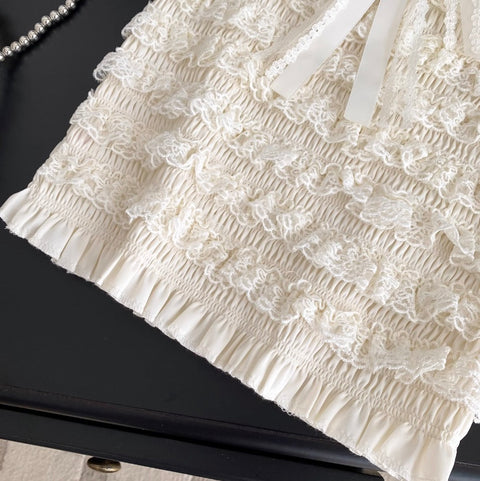 Bow-tie Lace Trim Sleeveless Top
