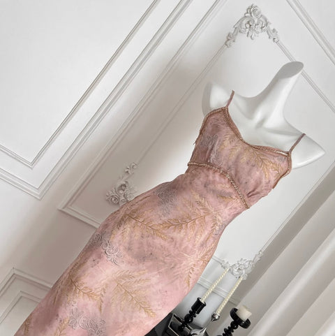 Elegant Sequin Printed Slip Dress