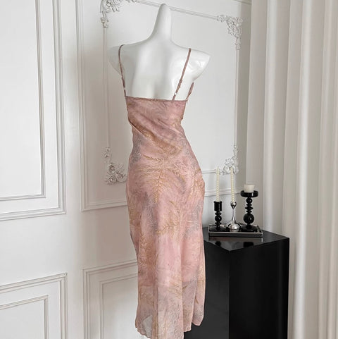 Elegant Sequin Printed Slip Dress