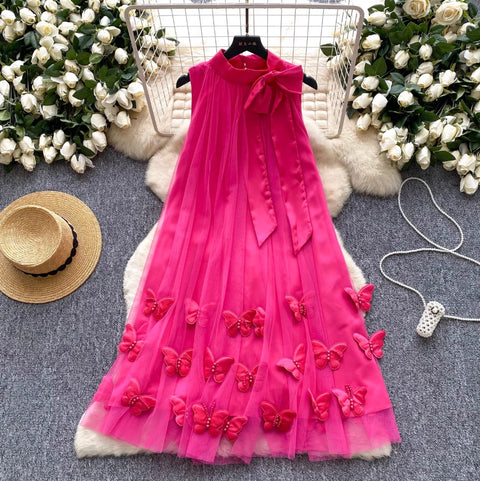 Bow 3D Butterfly Loose-fit Dress