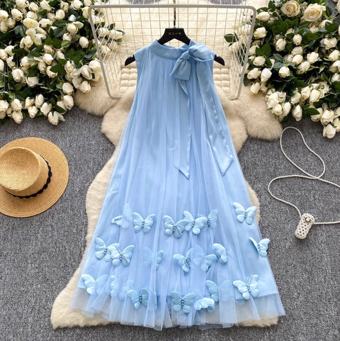 Bow 3D Butterfly Loose-fit Dress