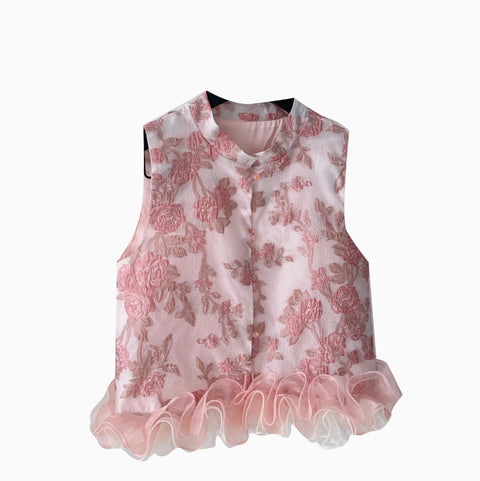 Chinese Style Floral Printed Vest