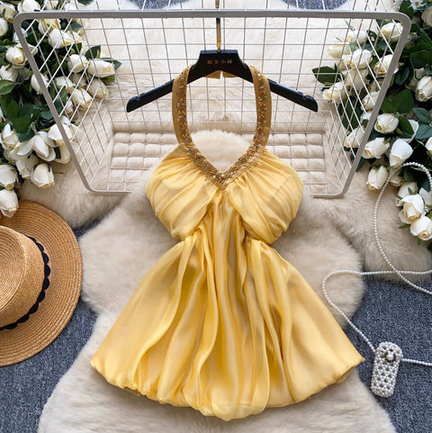 Embroidery Sequined Halter Top