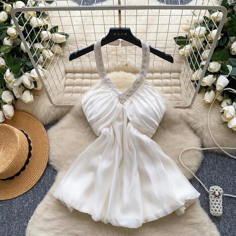 Embroidery Sequined Halter Top