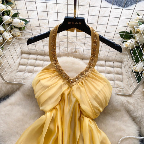 Embroidery Sequined Halter Top