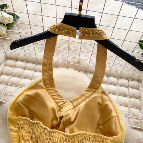 Embroidery Sequined Halter Top