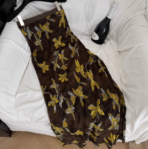 Knotted Satin Top & Floral Skirt