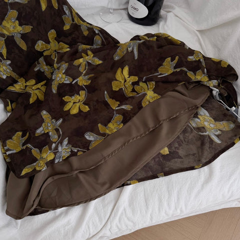 Knotted Satin Top & Floral Skirt