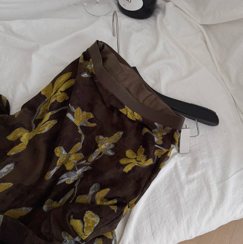 Knotted Satin Top & Floral Skirt