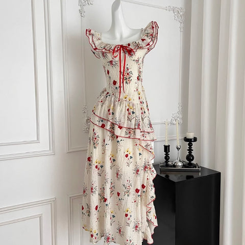 Irregular Design Floral Top & Skirt