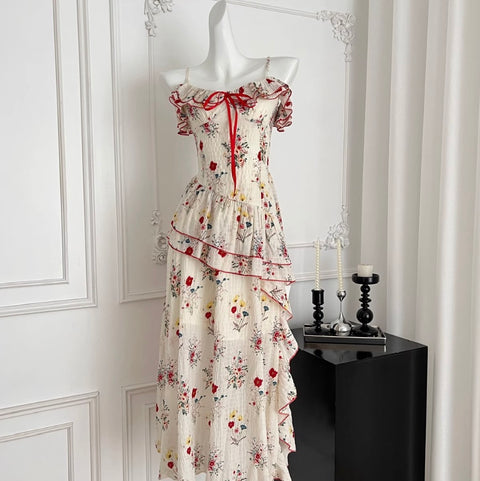 Irregular Design Floral Top & Skirt