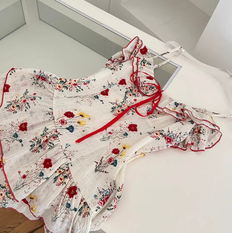 Irregular Design Floral Top & Skirt