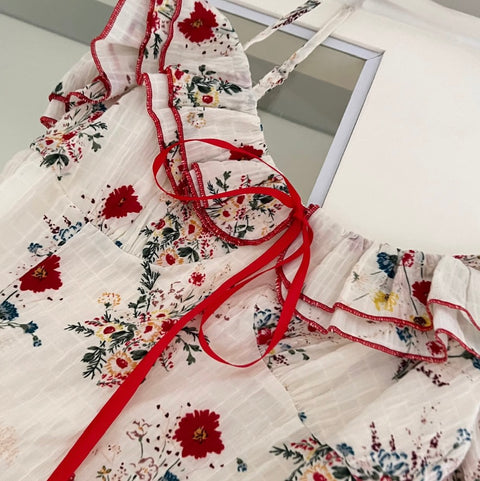 Irregular Design Floral Top & Skirt