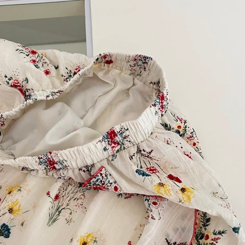 Irregular Design Floral Top & Skirt