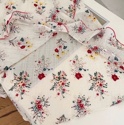 Irregular Design Floral Top & Skirt