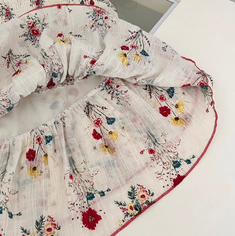 Irregular Design Floral Top & Skirt