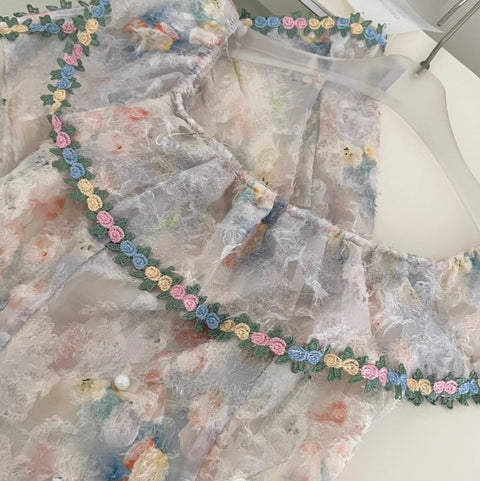 Sweetie Lapeled Embroidered Floral Dress