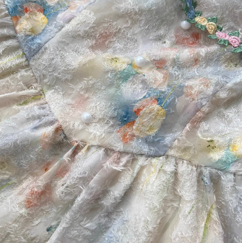 Sweetie Lapeled Embroidered Floral Dress