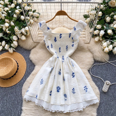 Elegant Floral Embroidered Lace Dress