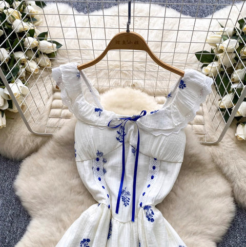 Elegant Floral Embroidered Lace Dress