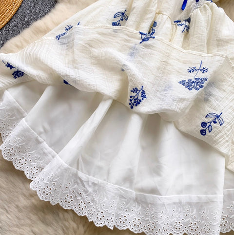 Elegant Floral Embroidered Lace Dress