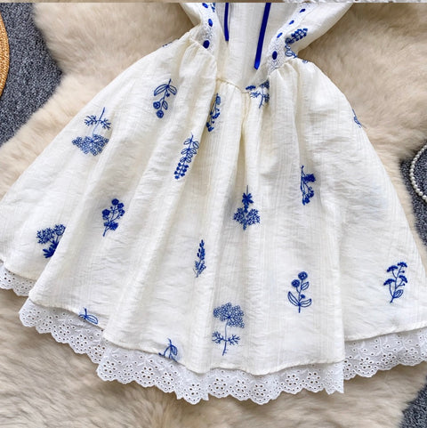Elegant Floral Embroidered Lace Dress