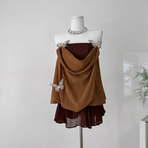 Chiffon Top & Ruffled Skirt 2Pcs