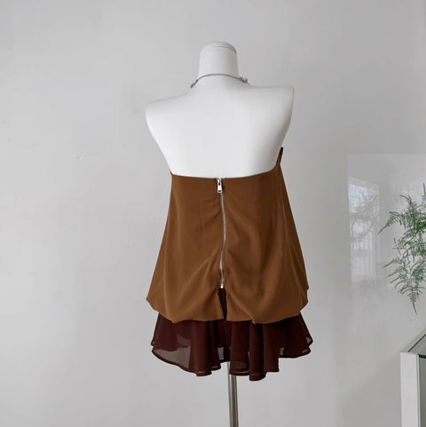 Chiffon Top & Ruffled Skirt 2Pcs