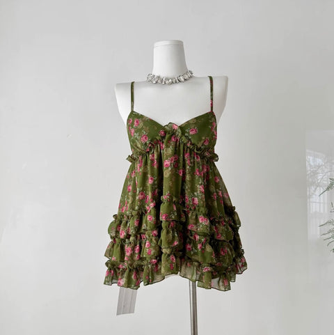 Floral Layered Chiffon Slip Top