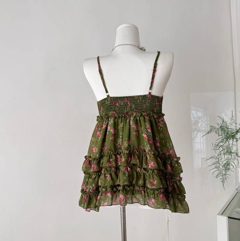 Floral Layered Chiffon Slip Top