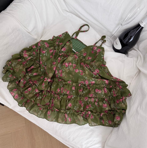 Floral Layered Chiffon Slip Top