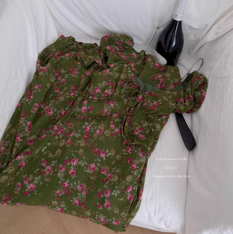 Slim-fit Floral Printed Dress