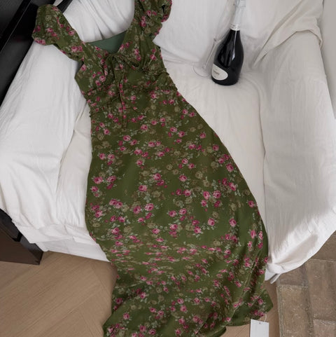 Slim-fit Floral Printed Dress