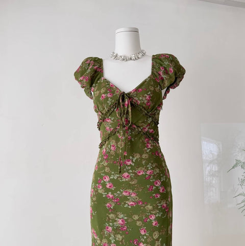 Slim-fit Floral Printed Dress