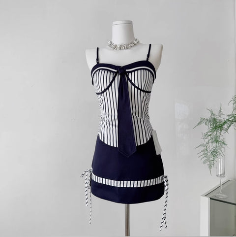 Striped Camisole & Skirt Sexy 2Pcs