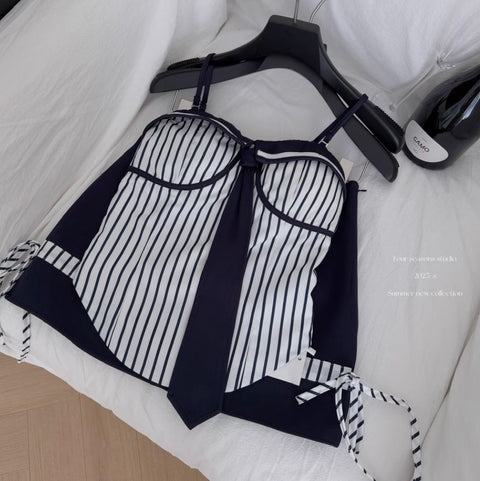 Striped Camisole & Skirt Sexy 2Pcs