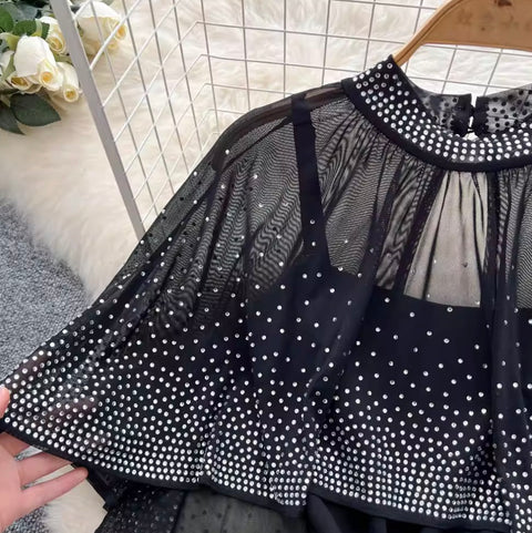 Rhinestone Studded Shawl & Slip Dress