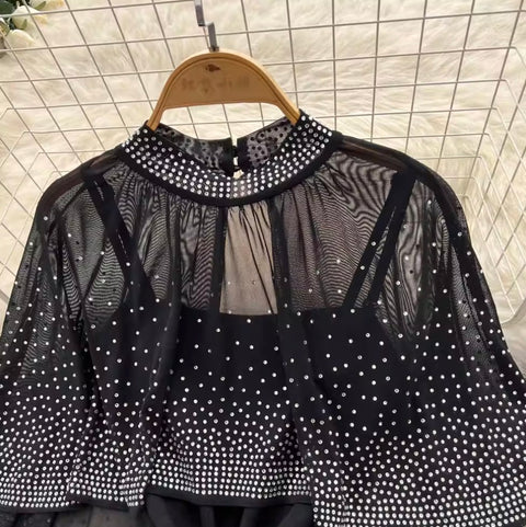 Rhinestone Studded Shawl & Slip Dress