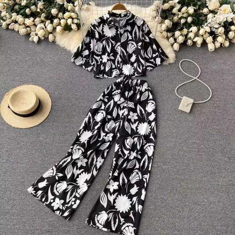 Printed Polo Shirt & Trousers 2Pcs