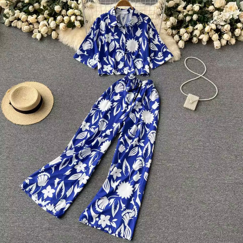 Printed Polo Shirt & Trousers 2Pcs