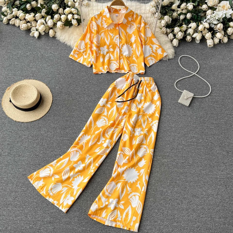 Printed Polo Shirt & Trousers 2Pcs