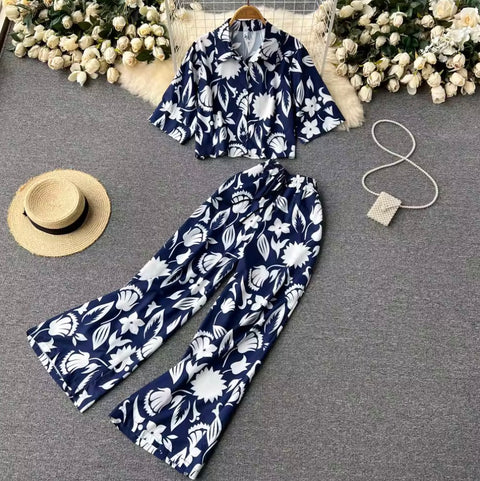 Printed Polo Shirt & Trousers 2Pcs